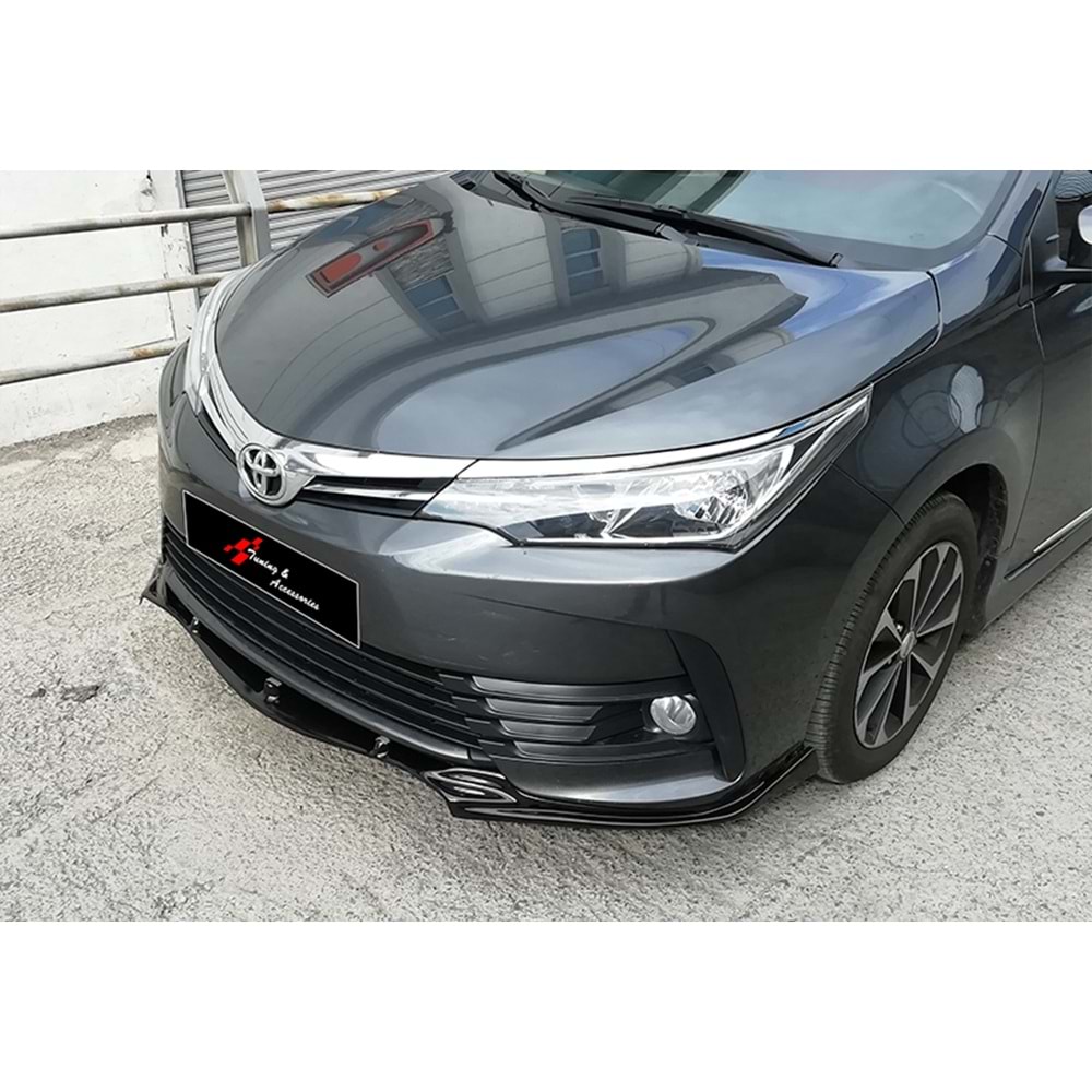 Corolla E170 Trend Style Front Lip Piano Black Vacuum Plastic / 2013-2016