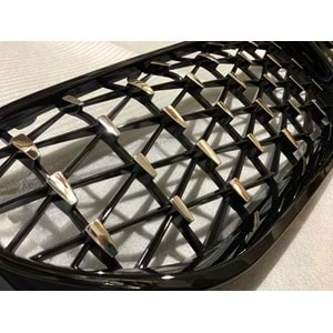 G30 LCI Diamond Front Grille ABS / 2020-up (Chrome Frame + Piano Black)