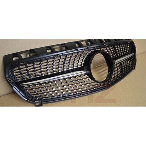 W176 Diamond Front Grille ABS / 2012-2015 (Chrome Piano Black)