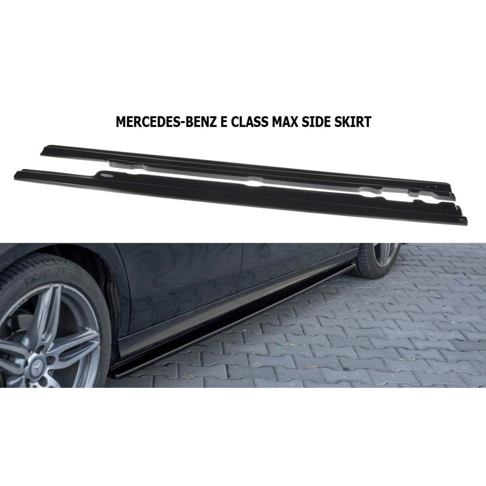 W213 Max Side Skirt Piano Black Vacuum Plastic / 2017-up