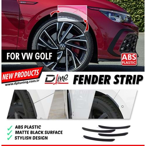 Golf 7 Fender Strip Set Matte Black ABS / 2012-2020 (4 Pieces)