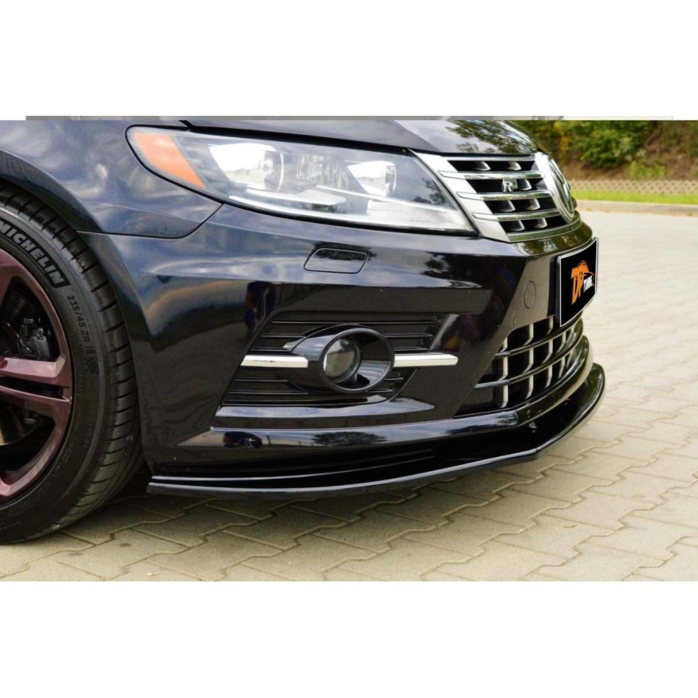 Passat CC R Line Max Front Lip Piano Black Vacuum Plastic / 2008-2011