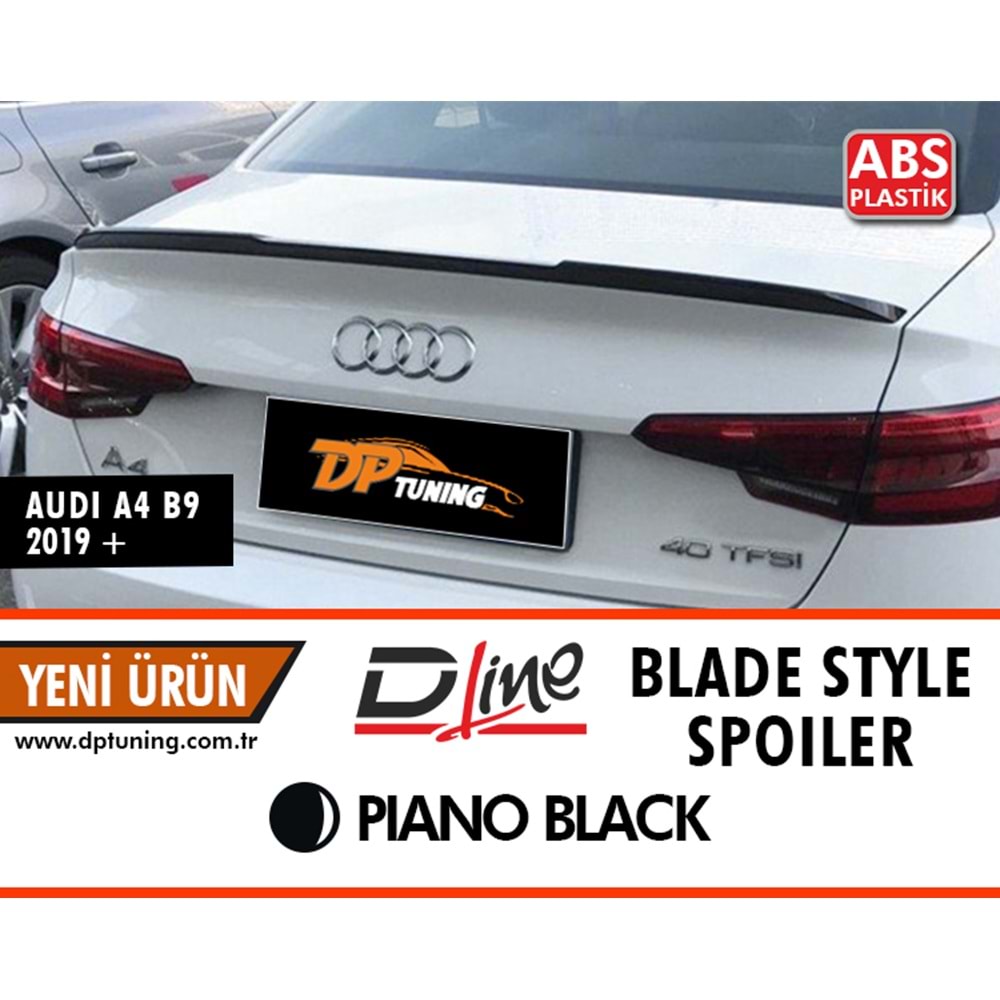 A4 B9 Blade Style Spoiler Piano Black ABS / 2019-2021