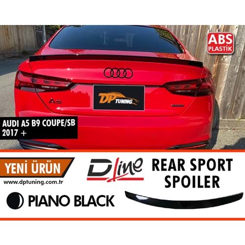 A5 B9 Rear Sport Style Spoiler Piano Black ABS / 2017 - 2021 (Coupe & Sedan)