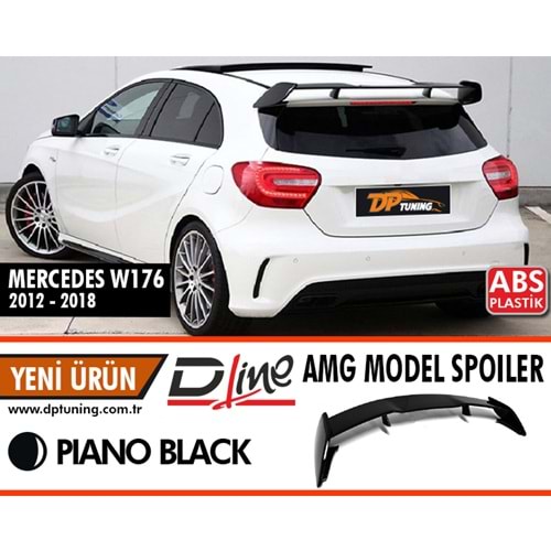 W176 AMG Style Roof Wing Spoiler Piano Black ABS / 2012-2018