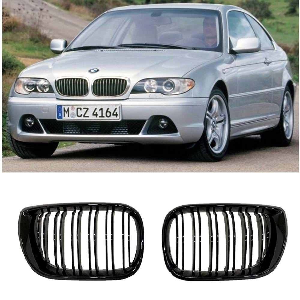 E46 LCI M3 Front Grille Piano Black ABS / 2003-2006 // Coupe