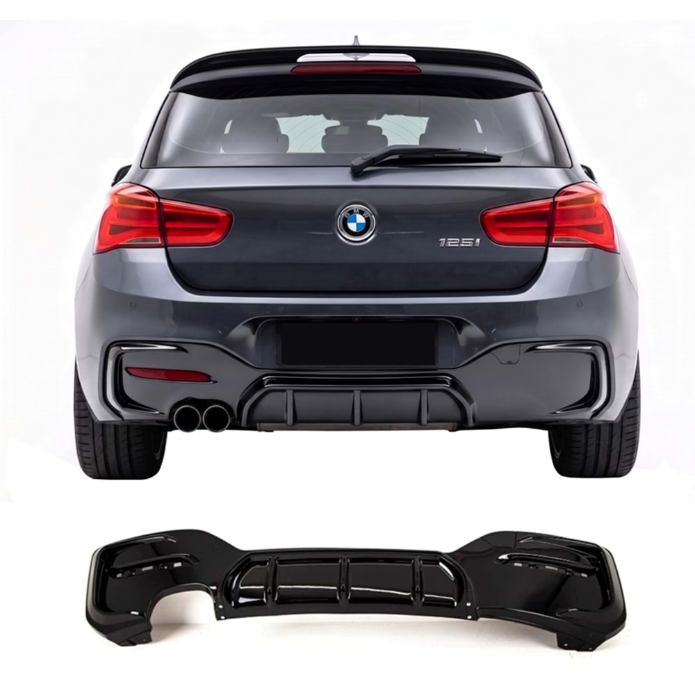 F20 LCI M Performance Rear Diffuser Left Dual Output Glossy Black ABS / 2015-2019