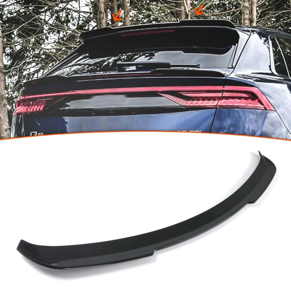 Q8 Rear Roof Spoiler Piano Black ABS / 2018 - up