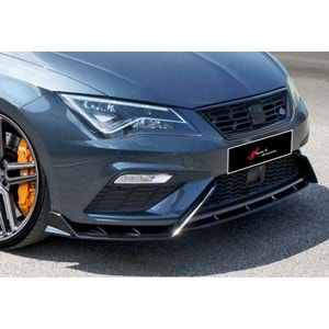 Leon Mk 3 FL Lenz 3 Pieces Front Lip Piano Black Vacuum Plastic / 2017-2020