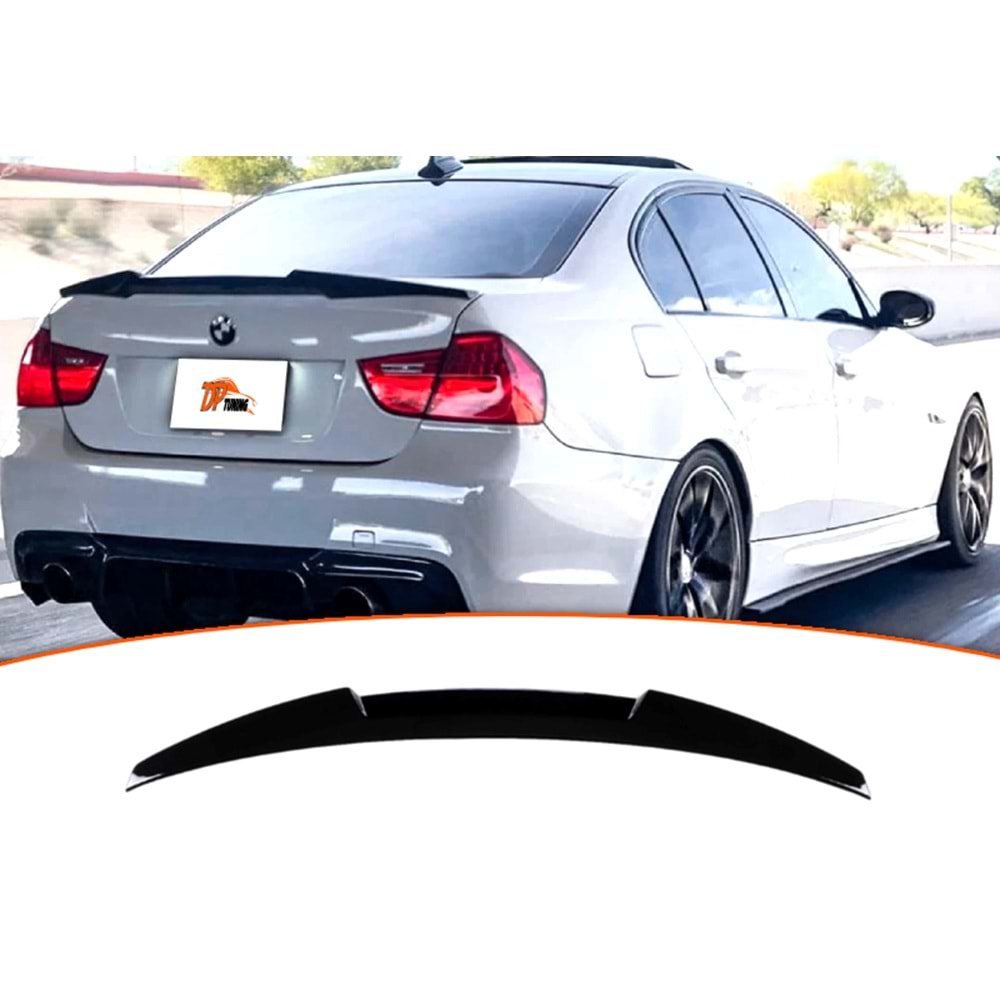 E90 M4 Style Rear Trunk Spoiler Piano Black ABS / 2004-2011