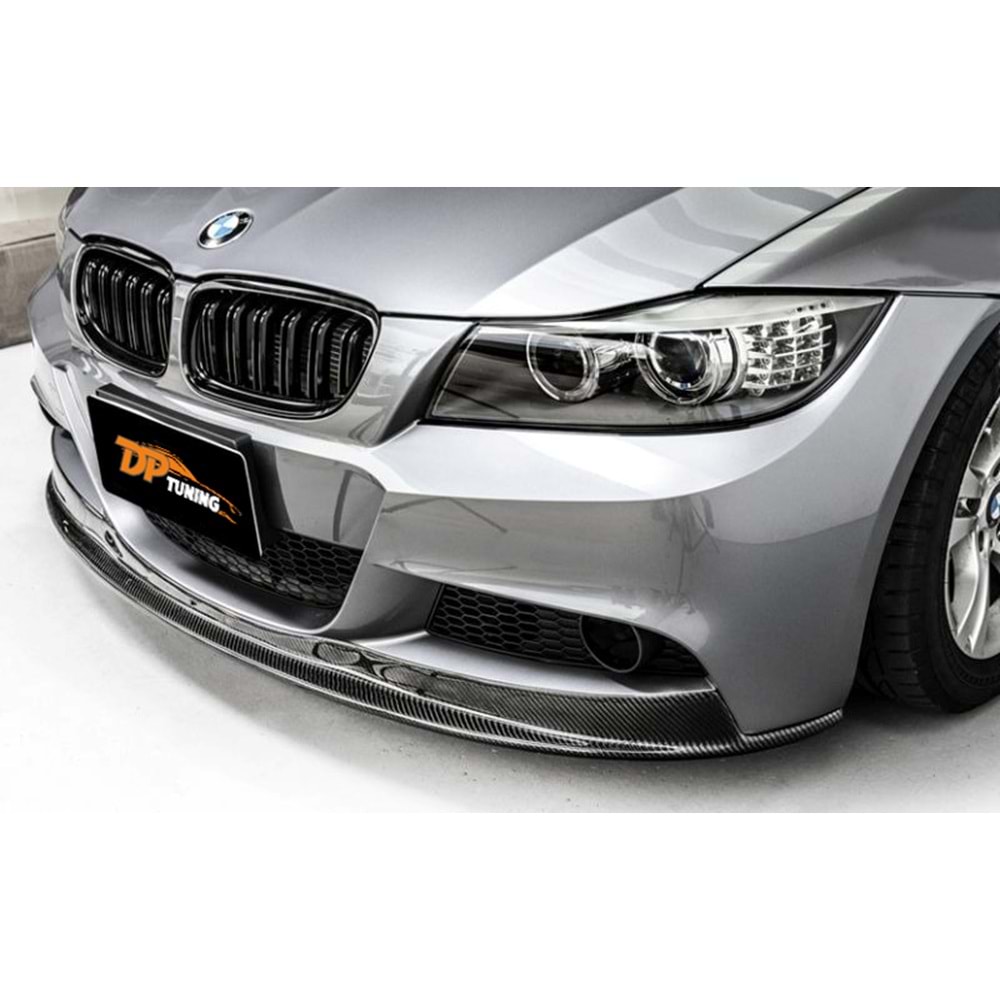 E90 LCI V2 Front Lip Piano Black Vacuum Plastic / 2008-2011
