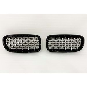 F30 Diamond Front Grille ABS / 2012-2018 (Piano Black Frame + Chrome)