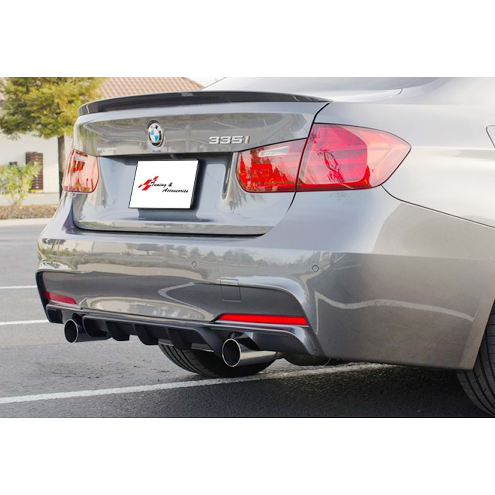 F30 M Performance Rear Diffuser Left+Right Single Output Piano Black ABS / 2012-2018