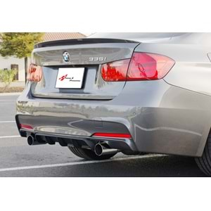 F30 M Performance Rear Diffuser Left+Right Single Output Piano Black ABS / 2012-2018