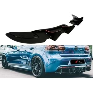 Golf 6 R Max Rear Diffuser Splitter Matte Black ABS Plastic / 2008-2012