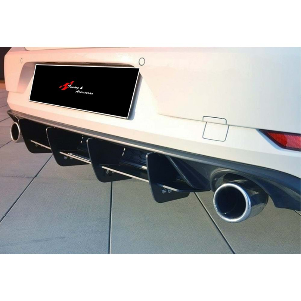 Golf 7 FL GTI Max Rear Diffuser Splitter Matte Black ABS Plastic / 2017-2019