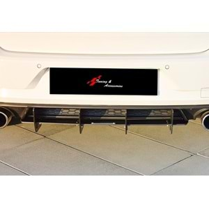 Golf 7 FL GTI Max Rear Diffuser Splitter Matte Black ABS Plastic / 2017-2019