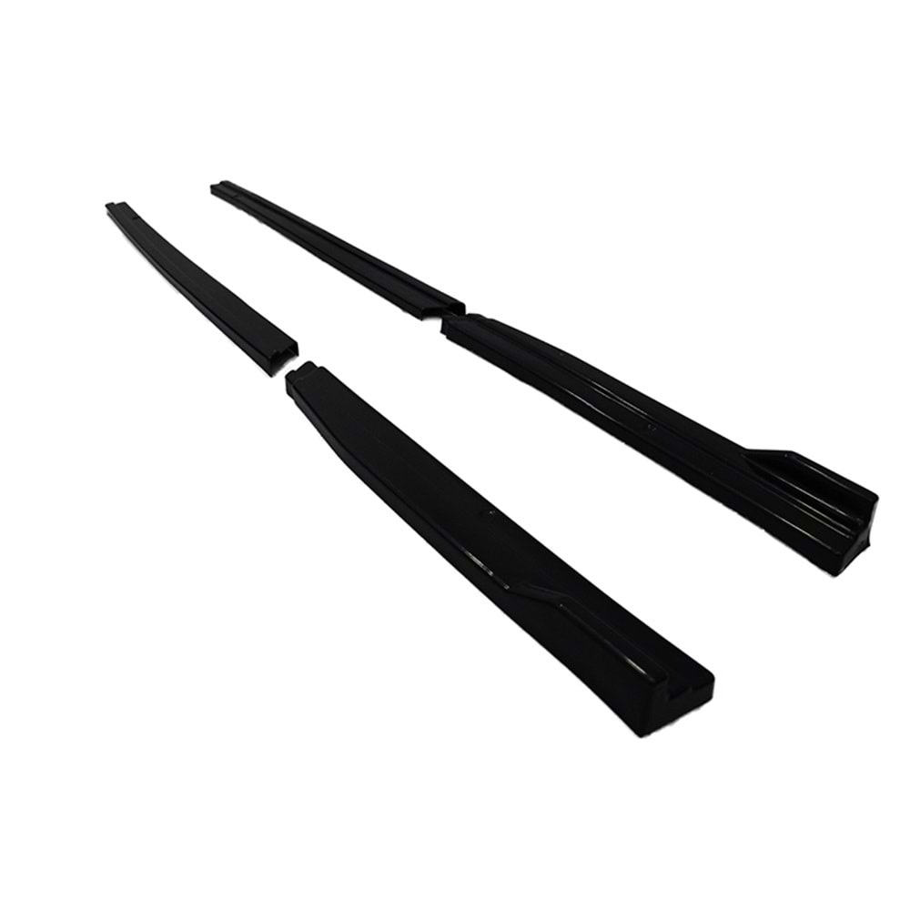 Golf 7 Side Skirts Lower Lip With Flaps 4 Pieces Set Piano Black Vacuum Plastic / 2012-2018