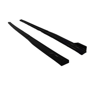 Golf 7 Side Skirts Lower Lip With Flaps 4 Pieces Set Piano Black Vacuum Plastic / 2012-2018