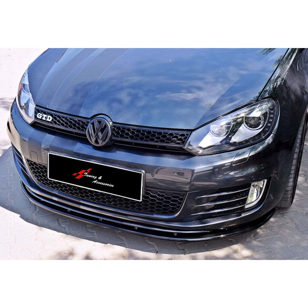 Golf 6 GTI Max V2 Front Lip Piano Black Vacuum Plastic / 2008-2012