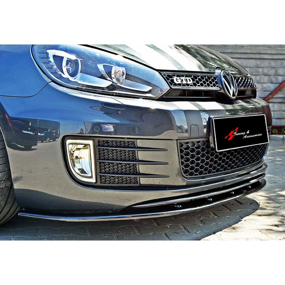 Golf 6 GTI Max V2 Front Lip Piano Black Vacuum Plastic / 2008-2012