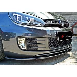 Golf 6 GTI Max V2 Front Lip Piano Black Vacuum Plastic / 2008-2012