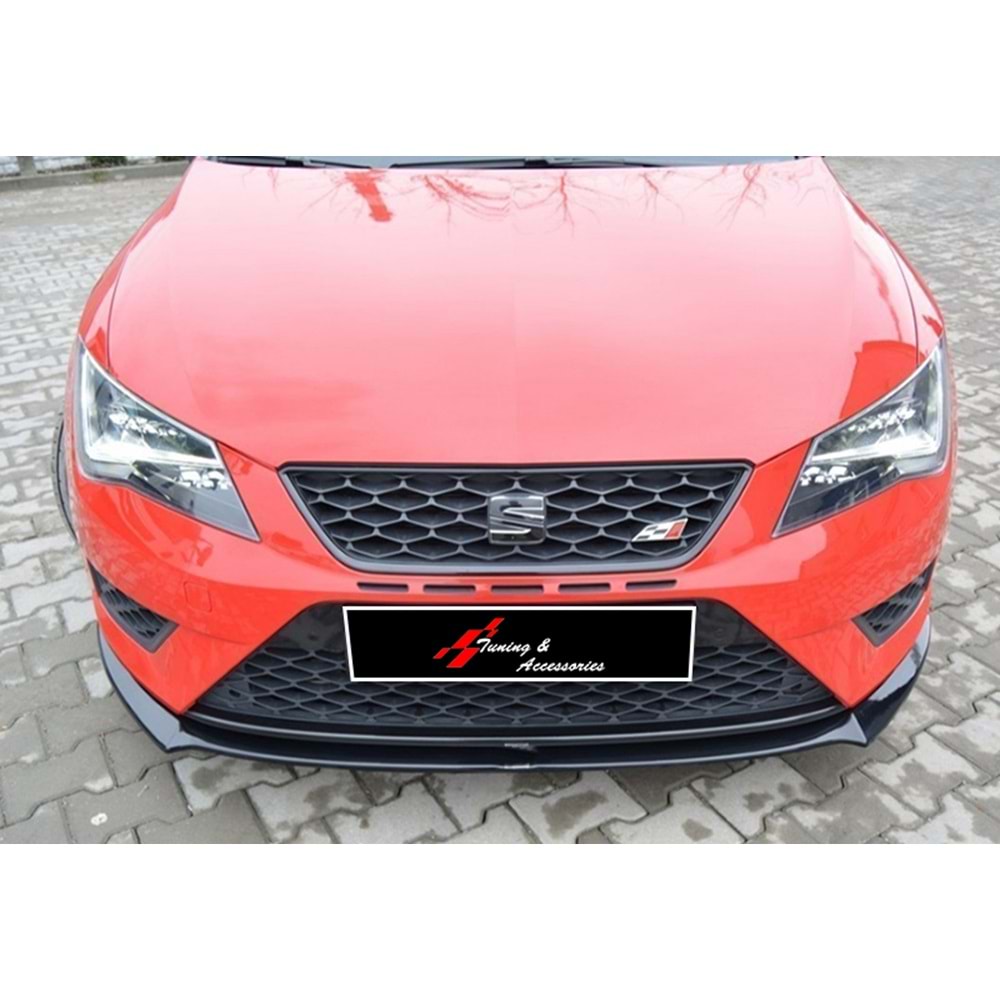 Leon MK 3 Cupra/FR Max V2 Front Lip Piano Black Vacuum Plastic / 2012-2016