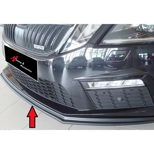 Octavia Mk3 FL Rieger / MAX Front Lip Piano Black Vacuum Plastic / 2017-2020