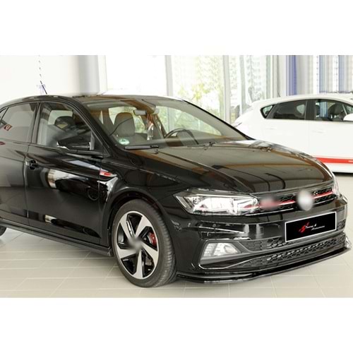 Polo Mk6 GTI Rieger Max Front Lip Piano Black Vacuum Plastic / 2018 -