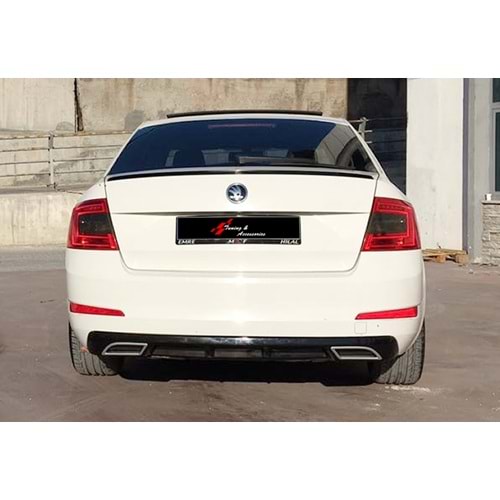 Octavia Mk3 Sport Diffuser with Dual Exhaust Tips Piano Black Vacuum Plastic / 2013-2020