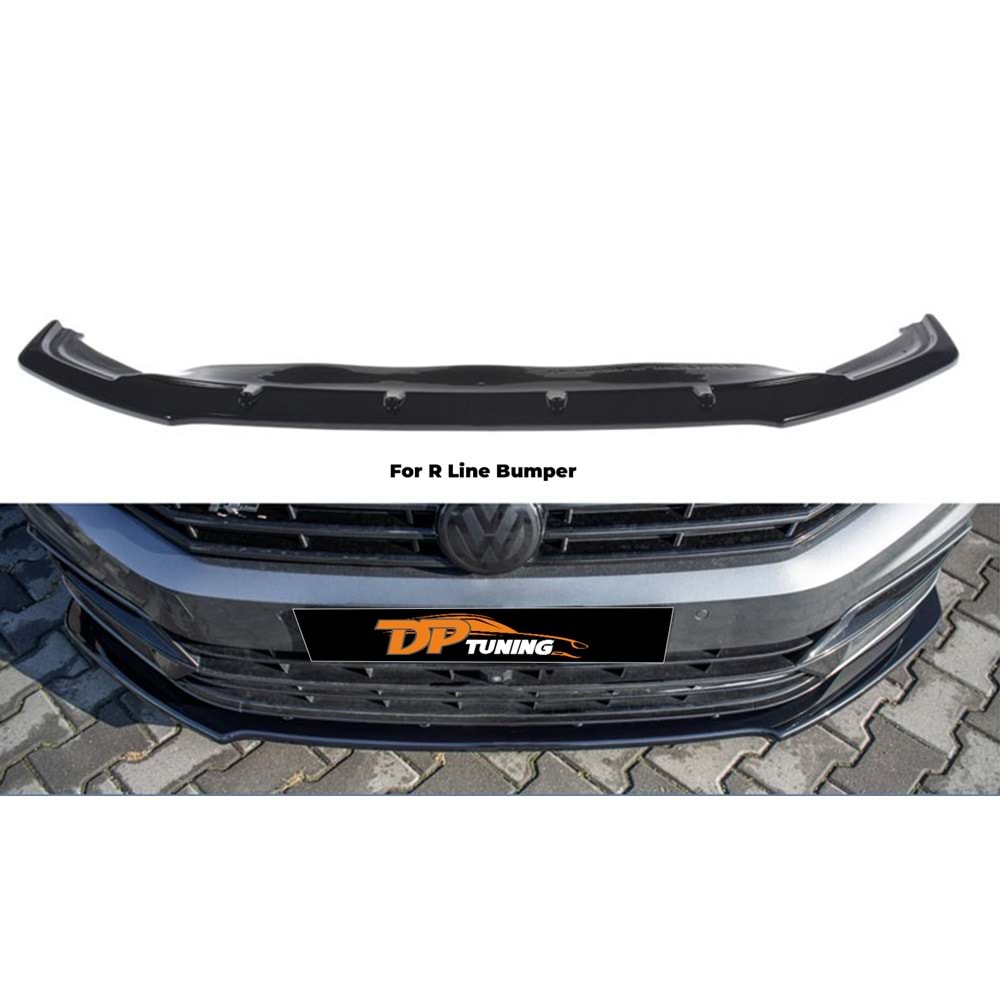 Passat B8 R Lİne Max V1 Front Lip Piano Black Vacuum Plastic / 2014 - 2019