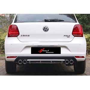 Polo Mk5 RC A1 Diffuser Gray+Matt Black ABS / 2009-2017 (Chrome Exhaust Look)