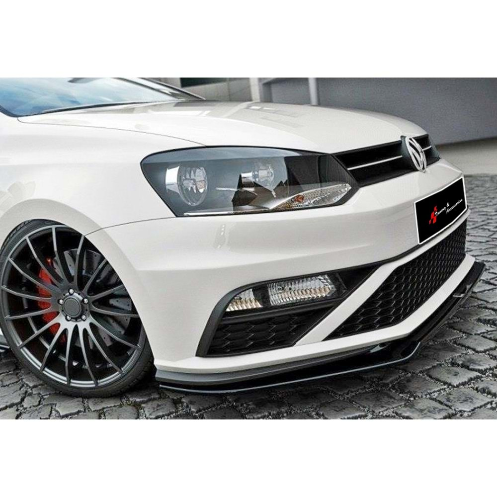 Polo Mk5 FL GTI Max V2 Front Lip Piano Black Vacuum Plastic / 2014-2017