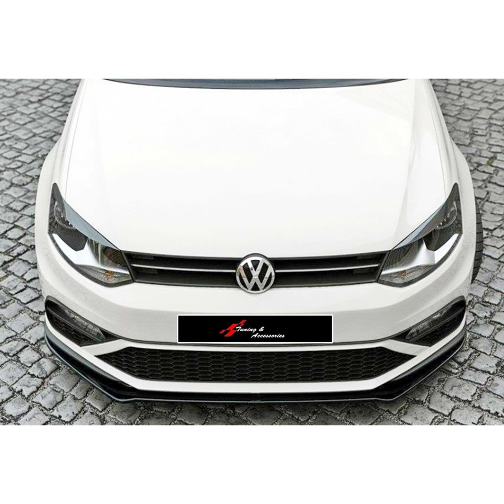 Polo Mk5 FL GTI Max V2 Front Lip Piano Black Vacuum Plastic / 2014-2017