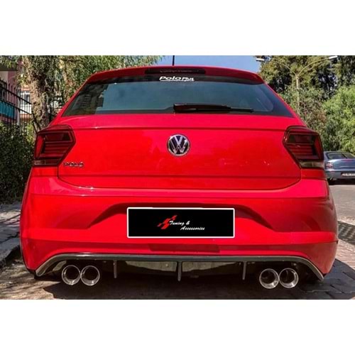 Polo Mk6 R Line Style Diffuser R+L Dual Output Piano Black Vacuum Plastic / 2018 -
