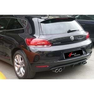 Scirocco Mk3 Sport Diffuser Right + Left Dual Output Piano Black Vacuum Plastic / 2008-2013