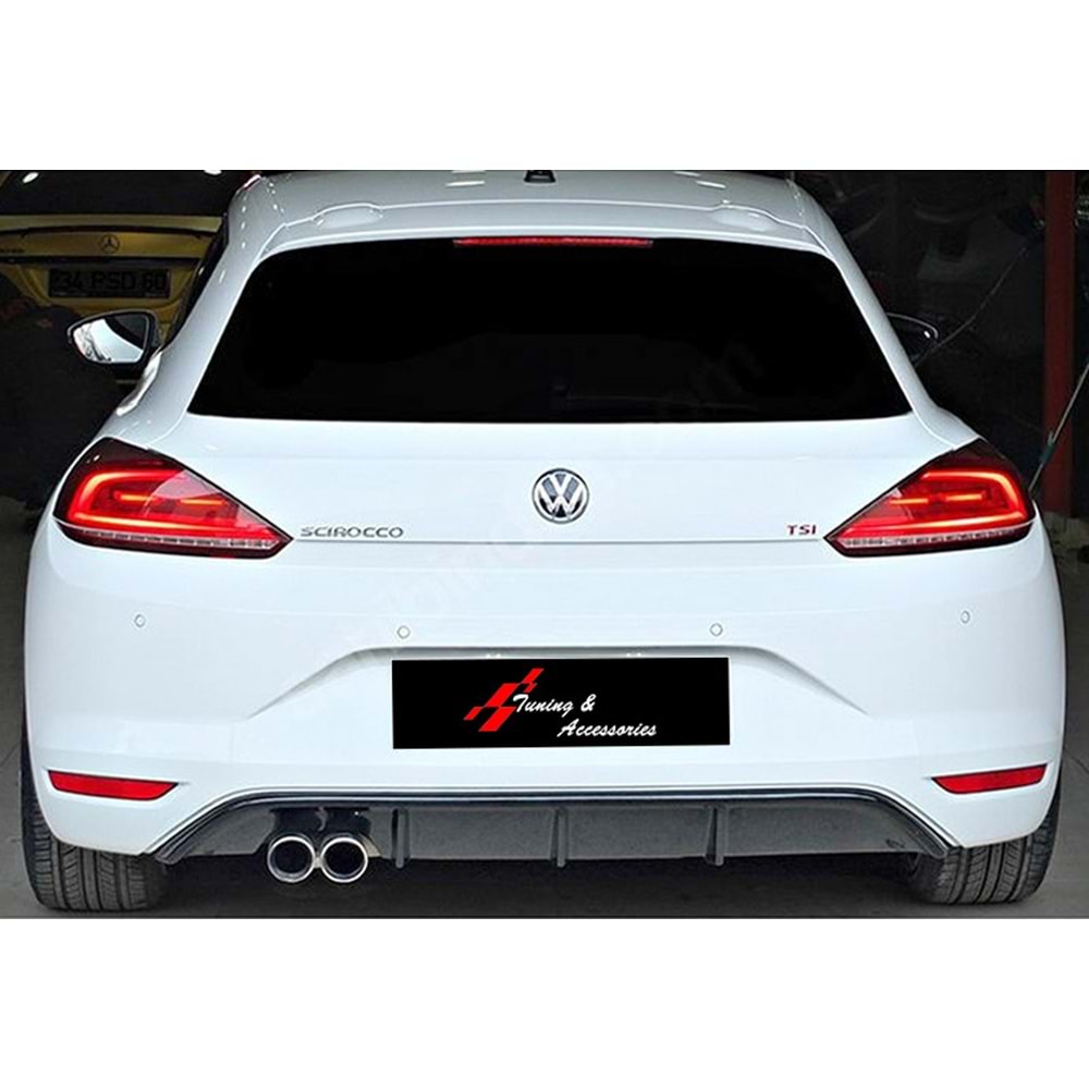 Scirocco Mk3 Sport Diffuser Left Dual Output Piano Black Vacuum Plastic / 2014-2017