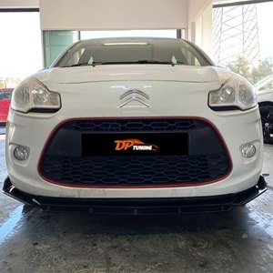 Universal Brabus Style Front Lip Piano Black ABS / 3 Pieces (V3 Model)