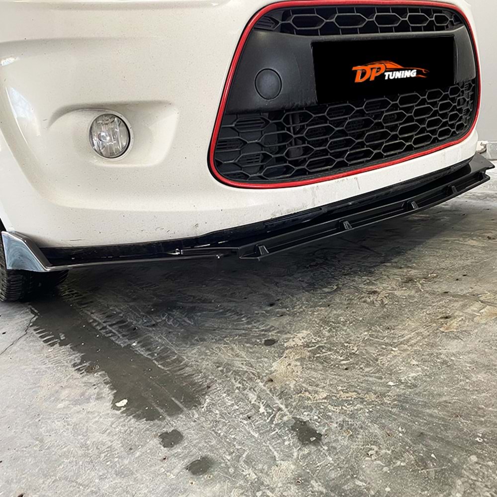 Universal Brabus Style Front Lip Piano Black ABS / 3 Pieces (V3 Model)