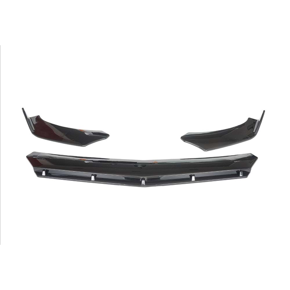 Universal Brabus Style Front Lip Piano Black ABS / 3 Pieces (V3 Model)