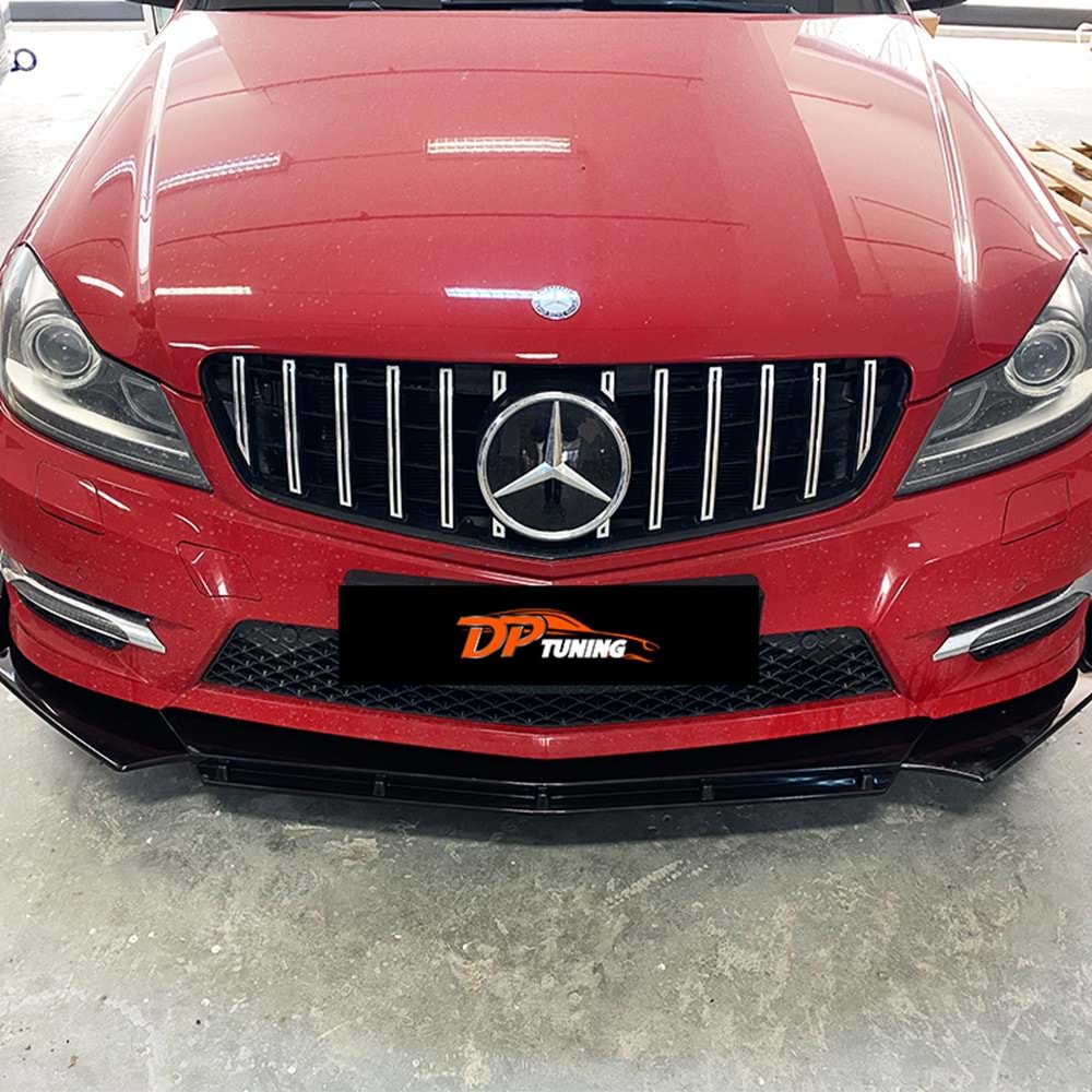 Universal Brabus Style Front Lip Piano Black ABS / 3 Pieces (V3 Model)