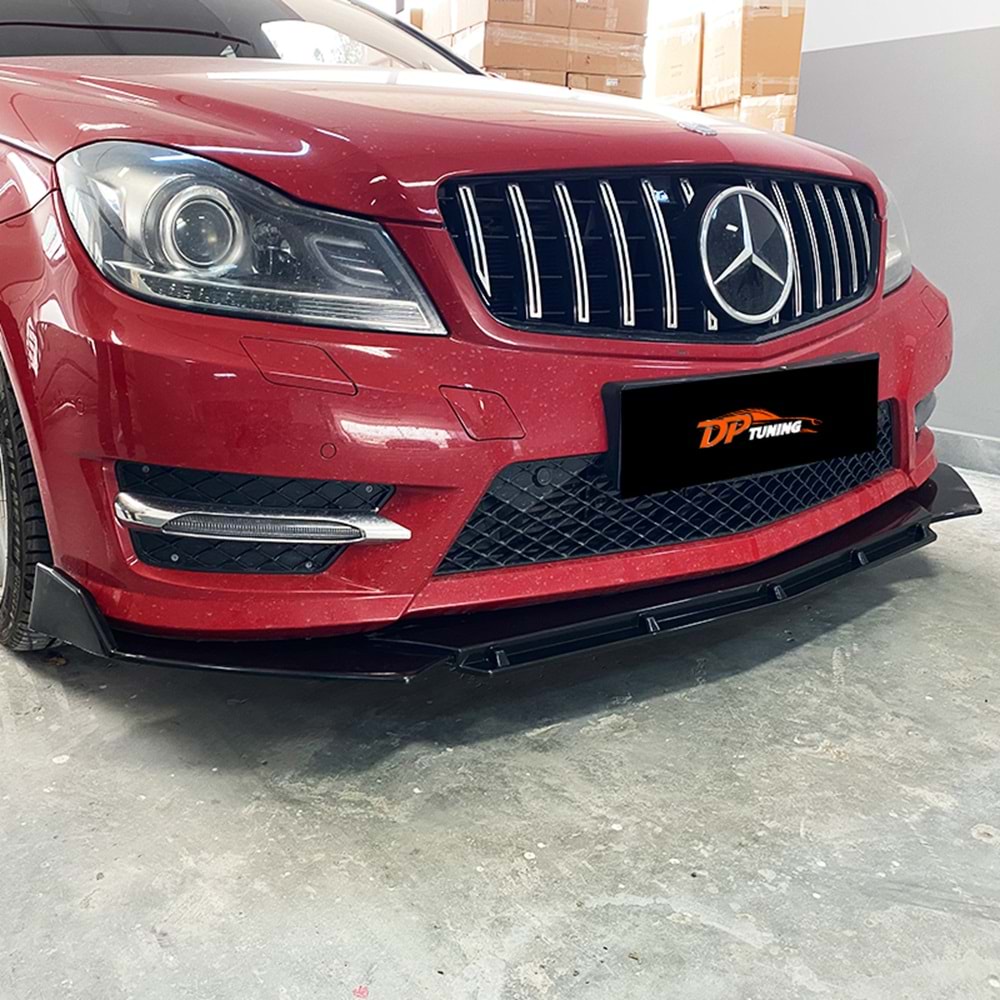Universal Brabus Style Front Lip Piano Black ABS / 3 Pieces (V3 Model)