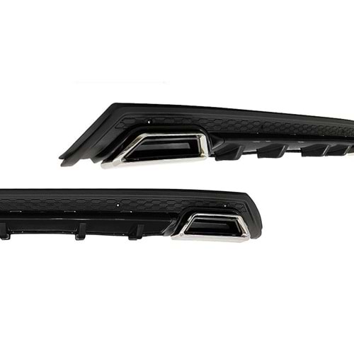 Universal Elit Plus B Style Rear Diffuser ABS / (Piano Black + Matte Black - Square Exhaust Tips)