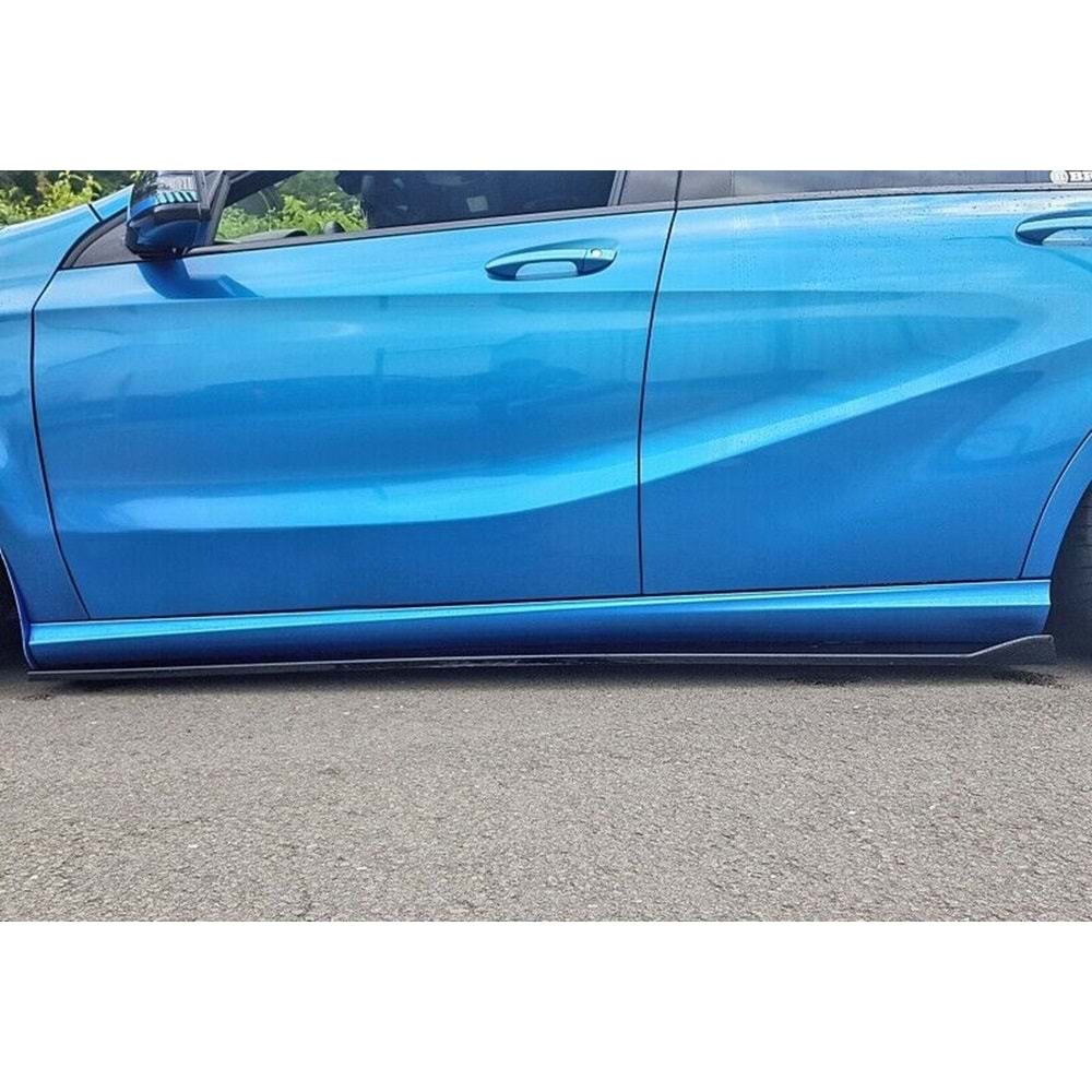 Universal Side Skirt Lower Lip 195 x 8.5 cm With Fins Piano Black Vacuum Plastic