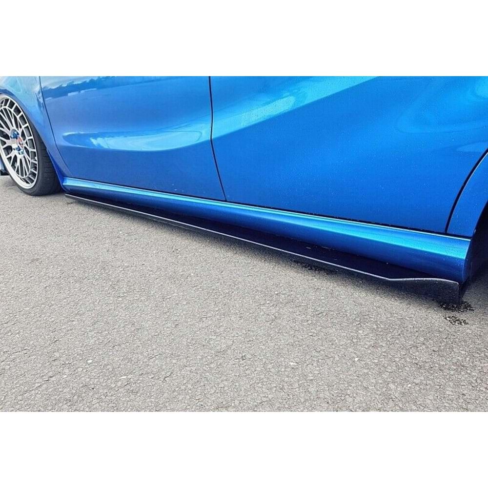 Universal Side Skirt Lower Lip 195 x 8.5 cm With Fins Piano Black Vacuum Plastic