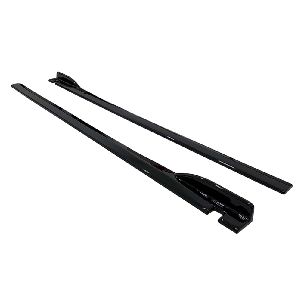 Universal Side Skirt Lower Lip 195 x 8.5 cm With Fins Piano Black Vacuum Plastic