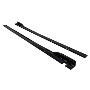 Universal Side Skirt Lower Lip 195 x 8.5 cm With Fins Piano Black Vacuum Plastic