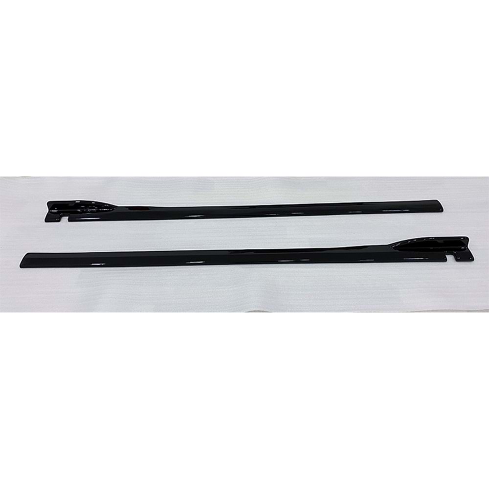 Universal Side Skirt Lower Lip 195 x 8.5 cm With Fins Piano Black Vacuum Plastic