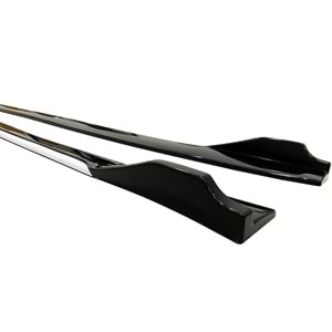 Universal Race Style Side Skirt With Flaps Piano Black ABS / White