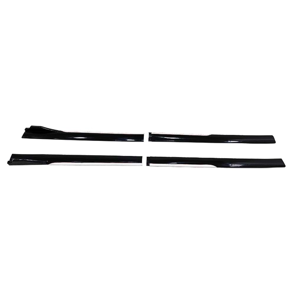 Universal Race Style Side Skirt With Flaps Piano Black ABS / White
